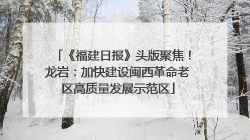 《福建日报》头版聚焦！龙岩：加快建设闽西革命老区高质量发展示范区