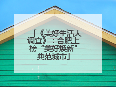 《美好生活大调查》：合肥上榜“美好焕新”典范城市