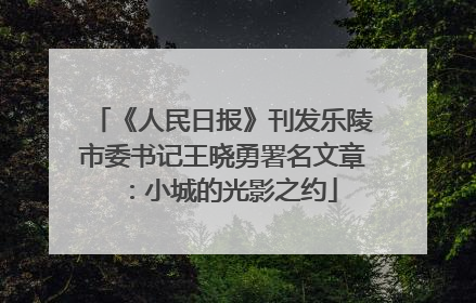 《人民日报》刊发乐陵市委书记王晓勇署名文章：小城的光影之约