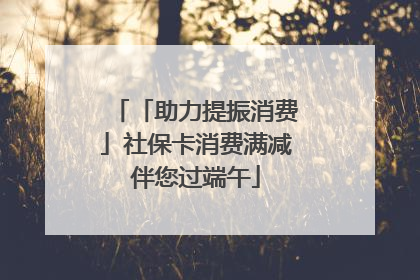 「助力提振消费」社保卡消费满减伴您过端午