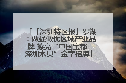 「深圳特区报」罗湖：做强做优区域产业品牌 擦亮“中国宝都 深圳水贝”金字招牌