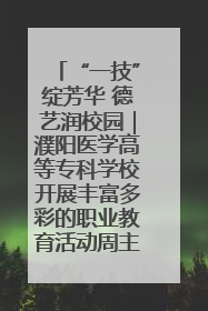 “一技”绽芳华 德艺润校园｜濮阳医学高等专科学校开展丰富多彩的职业教育活动周主题活动