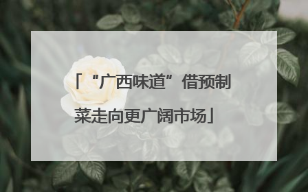 “广西味道”借预制菜走向更广阔市场