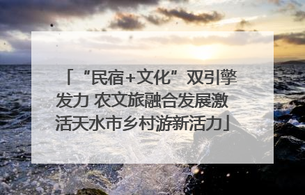 “民宿+文化”双引擎发力 农文旅融合发展激活天水市乡村游新活力