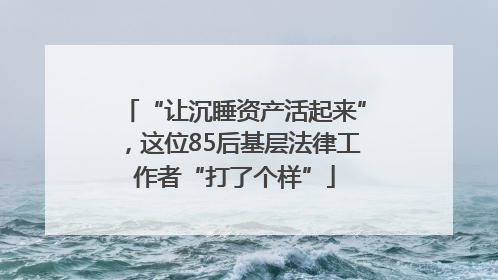 “让沉睡资产活起来”，这位85后基层法律工作者“打了个样”