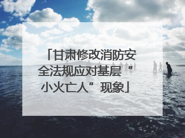 甘肃修改消防安全法规应对基层“小火亡人”现象
