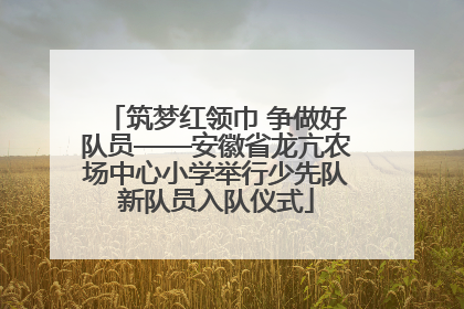 筑梦红领巾 争做好队员——安徽省龙亢农场中心小学举行少先队新队员入队仪式