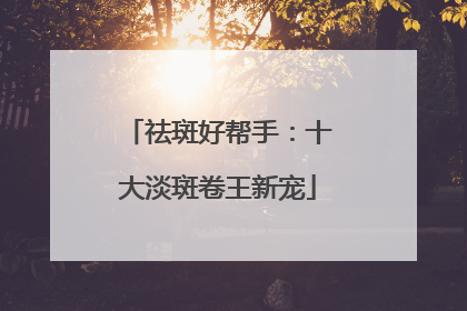 祛斑好帮手：十大淡斑卷王新宠