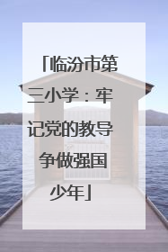 临汾市第三小学：牢记党的教导 争做强国少年