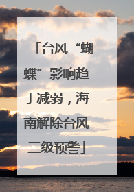 台风“蝴蝶”影响趋于减弱，海南解除台风三级预警