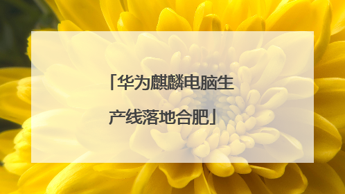 华为麒麟电脑生产线落地合肥