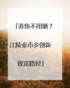 养鱼不用塘？江陵秦市乡创新致富路径