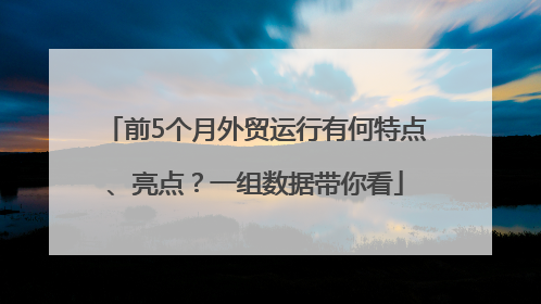 前5个月外贸运行有何特点、亮点？一组数据带你看