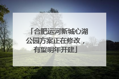 合肥运河新城心湖公园方案正在修改，有望明年开建