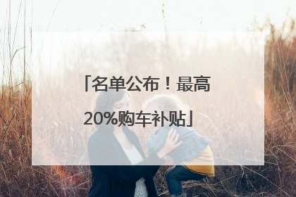 名单公布！最高20%购车补贴