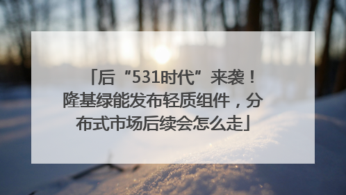 后“531时代”来袭！隆基绿能发布轻质组件，分布式市场后续会怎么走
