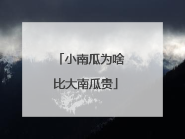 小南瓜为啥比大南瓜贵