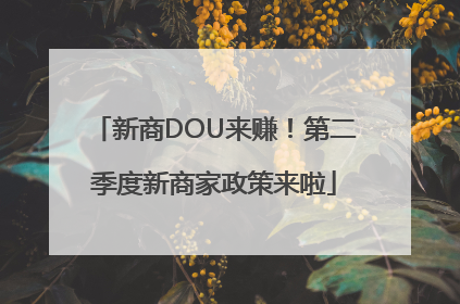 新商DOU来赚！第二季度新商家政策来啦