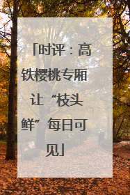时评：高铁樱桃专厢 让“枝头鲜”每日可见