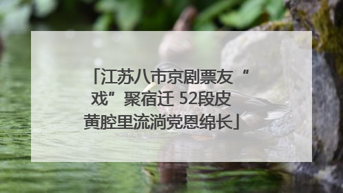江苏八市京剧票友“戏”聚宿迁 52段皮黄腔里流淌党恩绵长