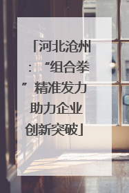 河北沧州：“组合拳”精准发力 助力企业创新突破