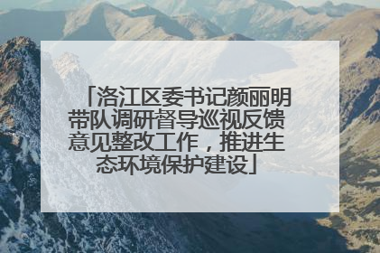 洛江区委书记颜丽明带队调研督导巡视反馈意见整改工作，推进生态环境保护建设