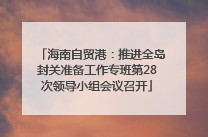 海南自贸港：推进全岛封关准备工作专班第28次领导小组会议召开