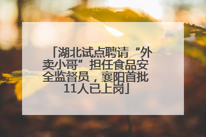 湖北试点聘请“外卖小哥”担任食品安全监督员，襄阳首批11人已上岗