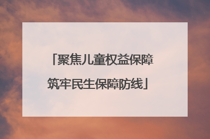 聚焦儿童权益保障 筑牢民生保障防线