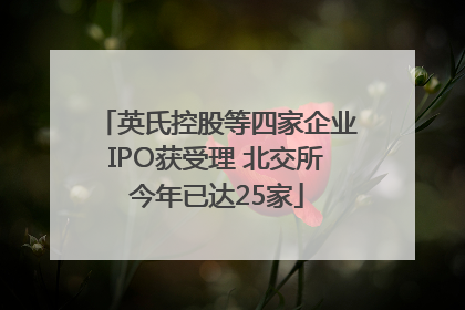 英氏控股等四家企业IPO获受理 北交所今年已达25家