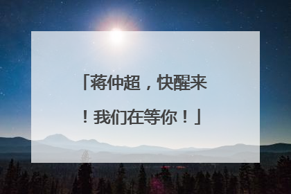 蒋仲超，快醒来！我们在等你！