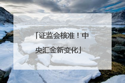 证监会核准！中央汇金新变化