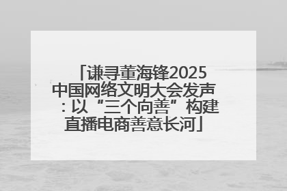 谦寻董海锋2025中国网络文明大会发声：以“三个向善”构建直播电商善意长河