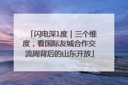 闪电深1度｜三个维度，看国际友城合作交流周背后的山东开放