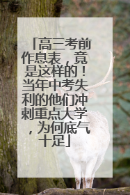 高三考前作息表，竟是这样的！当年中考失利的他们冲刺重点大学，为何底气十足