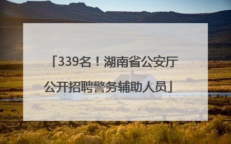 339名！湖南省公安厅公开招聘警务辅助人员