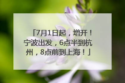 7月1日起，增开！宁波出发，6点半到杭州，8点前到上海！