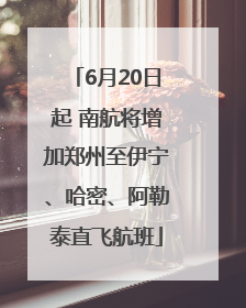 6月20日起 南航将增加郑州至伊宁、哈密、阿勒泰直飞航班